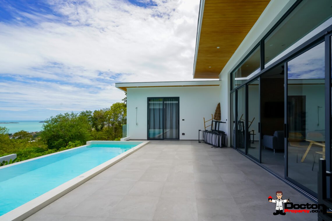 New Stunning 3 Bedroom Sea View Villa – Bophut Hills, Koh Samui – For Sale