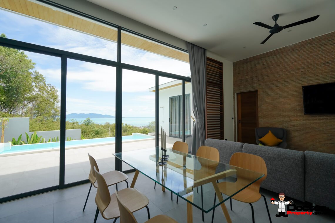 New Stunning 3 Bedroom Sea View Villa – Bophut Hills, Koh Samui – For Sale