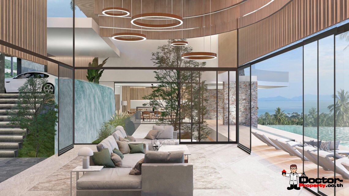 New Luxury 5 Bedroom Villa with Sea View in Bang Por, Koh Samui – For Sale