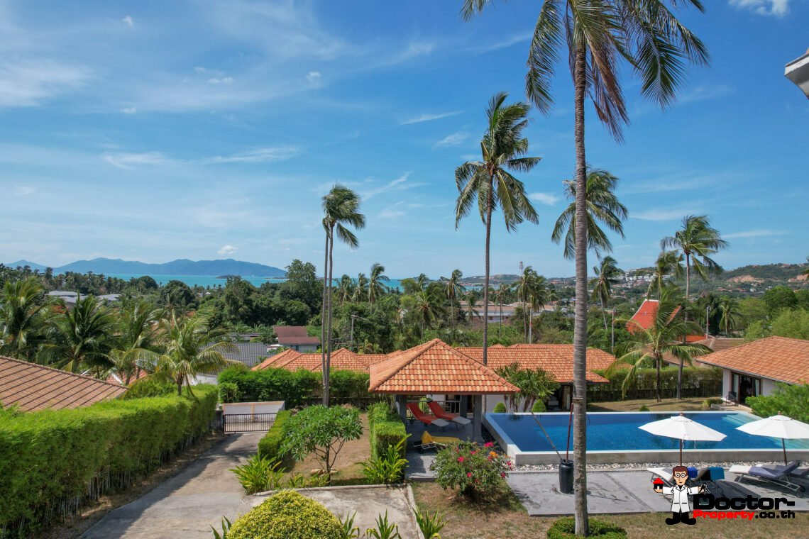 Spacious 5 Bedroom Private Pool Villa with Sea View – Bo Phut, Koh Samui – For Sale