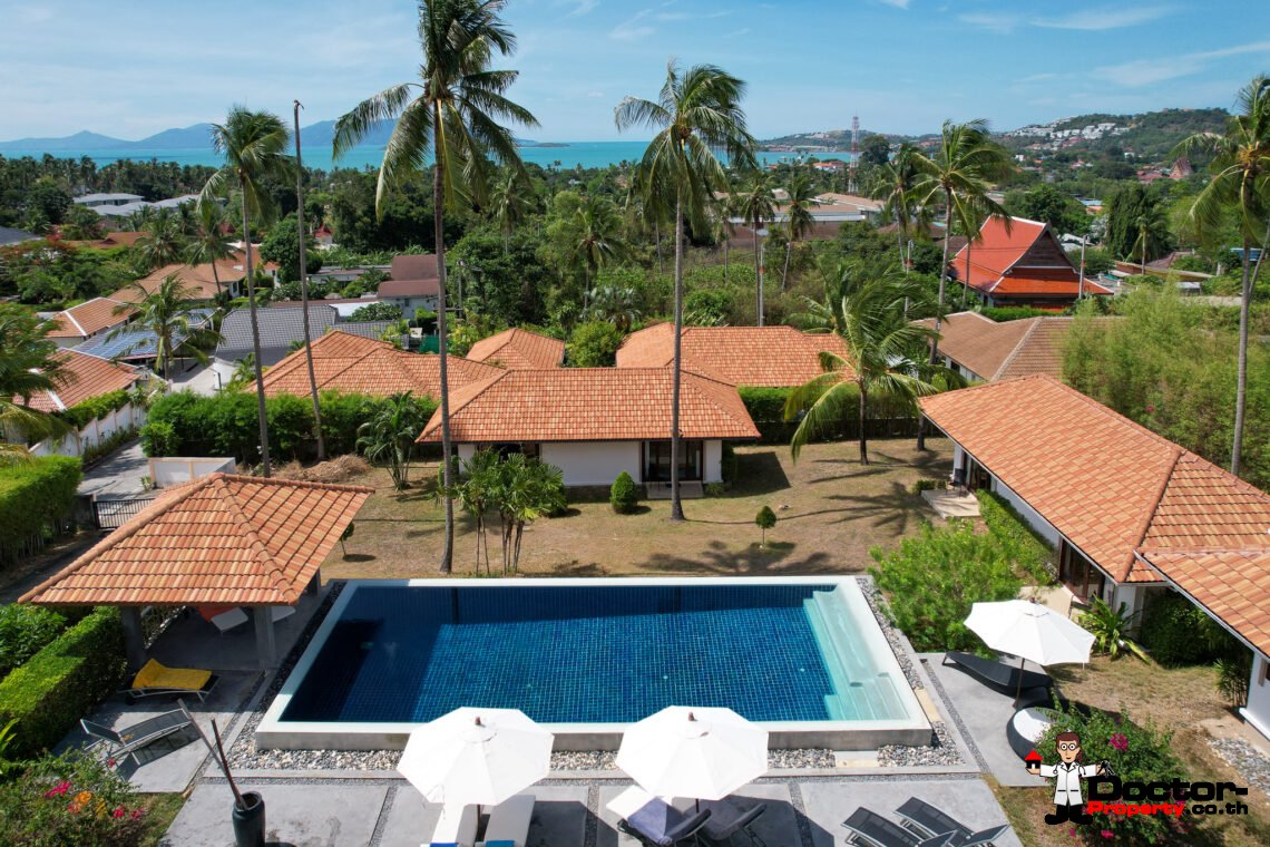 Spacious 5 Bedroom Private Pool Villa with Sea View – Bo Phut, Koh Samui – For Sale