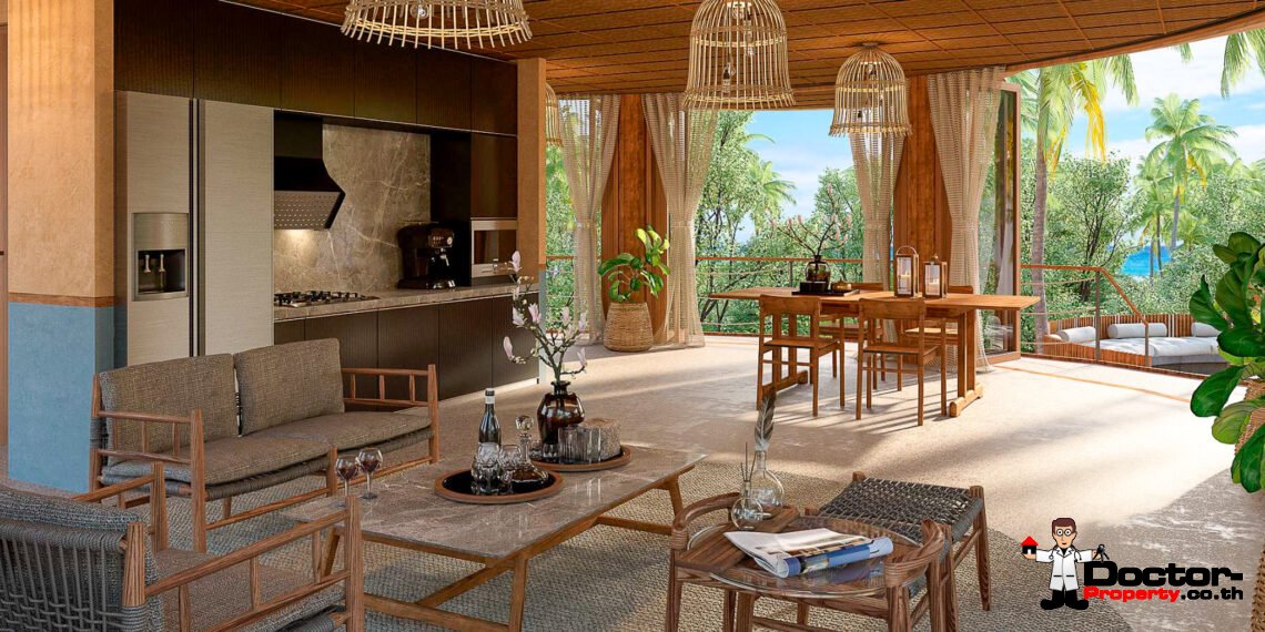 New Private Luxury Villa 3 Bedroom Eco Style with Sea View in Ang Thong – Koh Samui – For Sale
