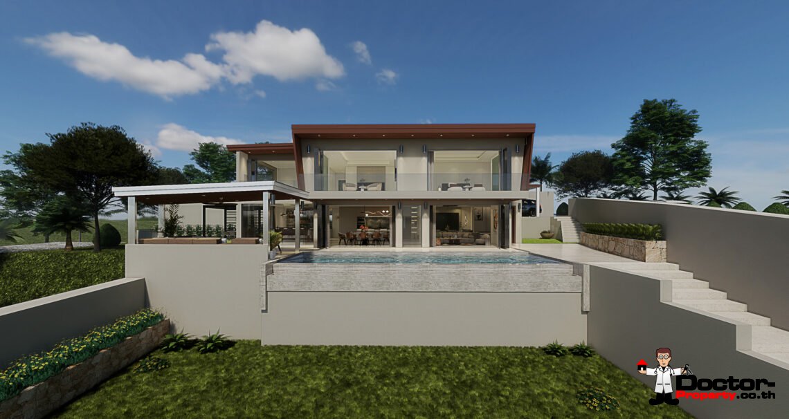 New 4 Bedroom Villa with Pool, Seaview & Garden in Plai Laem, Koh Samui – For Sale