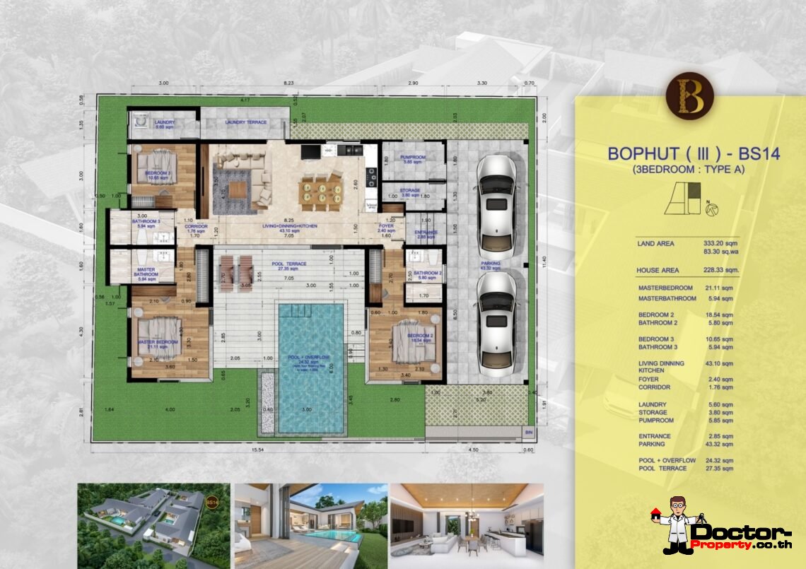 New 3 Bedroom Pool Villas near Fisherman’s Village, Koh Samui – For Sale