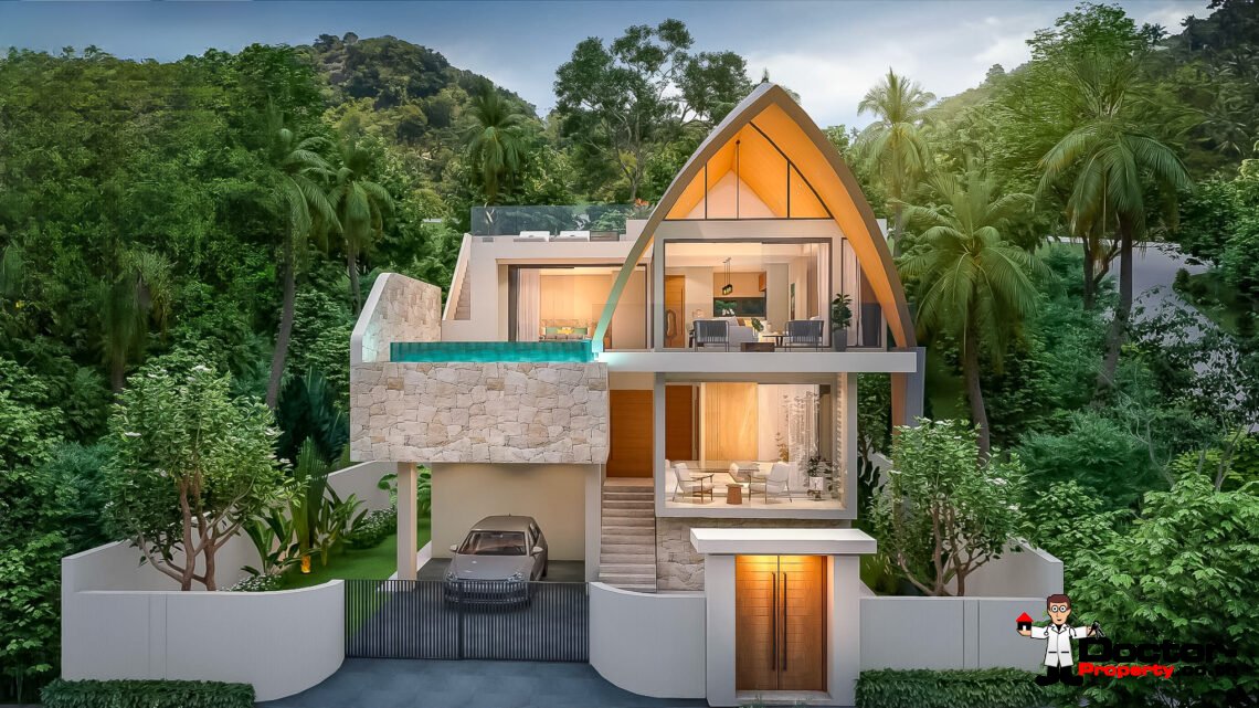 New Charming 3 Bedroom Sea View Villa in Bang Por, Koh Samui – For Sale