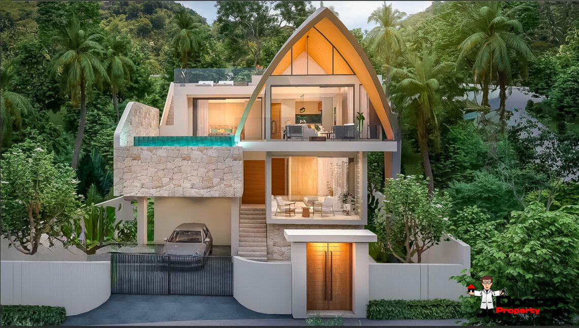 New Charming 3 Bedroom Sea View Villa in Bang Por, Koh Samui – For Sale