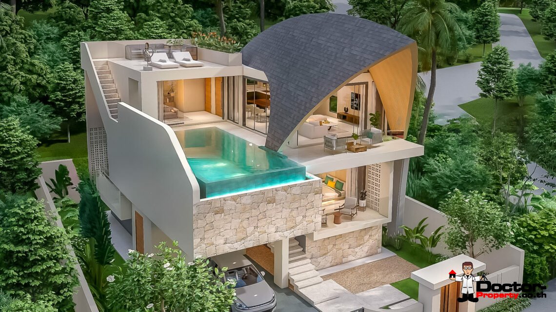 New Charming 3 Bedroom Sea View Villa in Bang Por, Koh Samui – For Sale