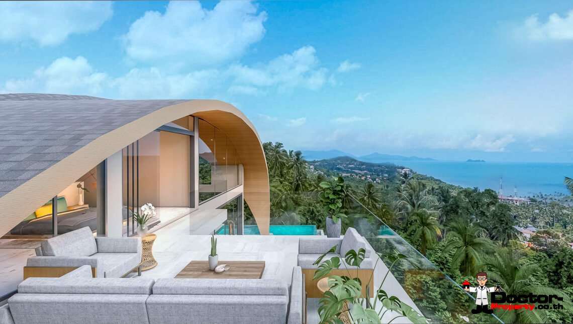 New 3 Bedroom Luxury Villa with Seaview in Bang Por, Koh Samui – For Sale