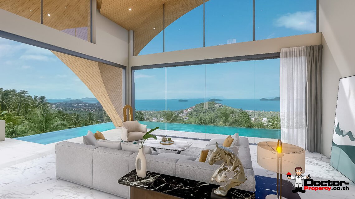 New 3 Bedroom Luxury Villa with Seaview in Bang Por, Koh Samui – For Sale