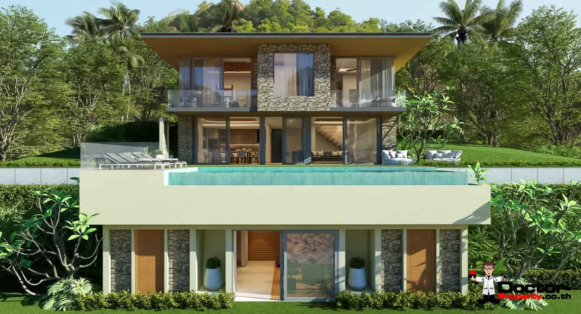 New 4 Bedroom with Stunning Sea View in Bophut, Koh Samui – For Sale