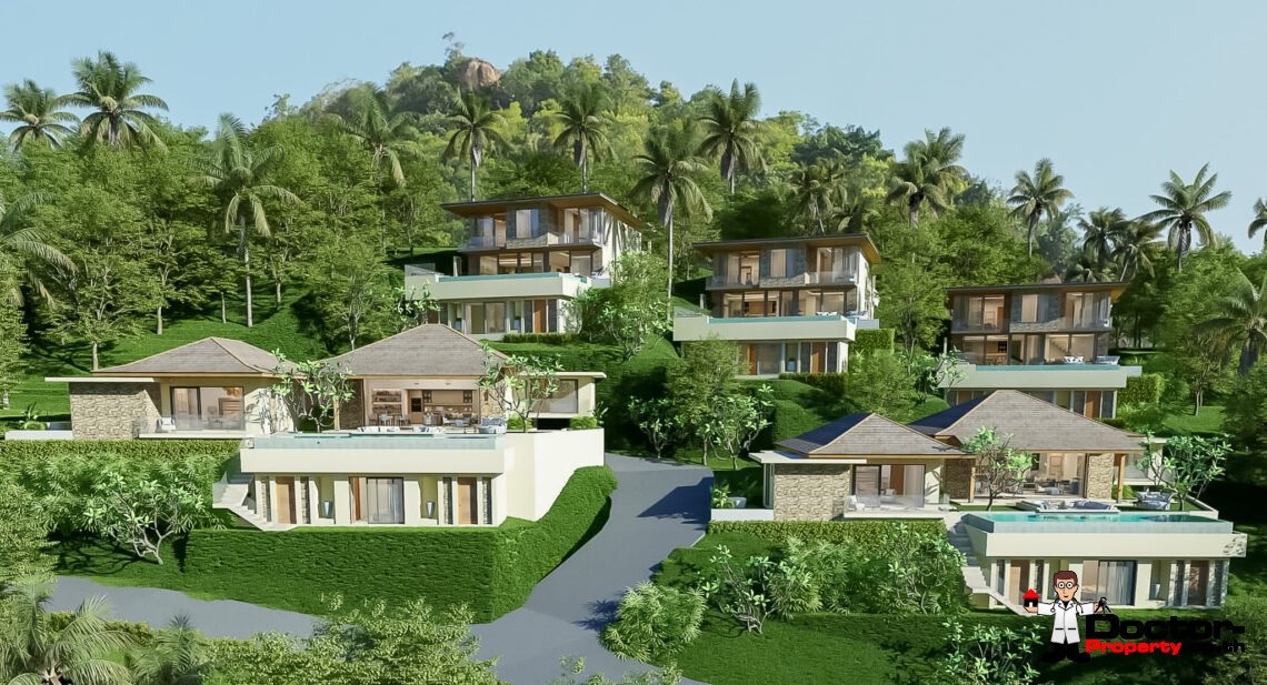 New 4 Bedroom with Stunning Sea View in Bophut, Koh Samui – For Sale