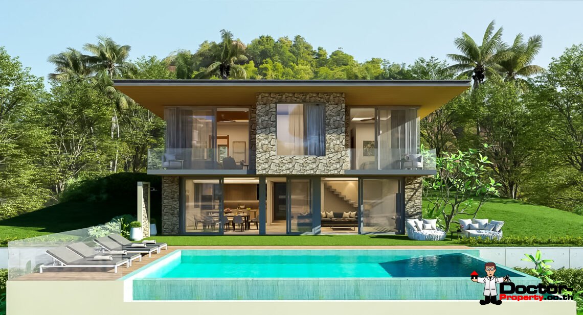 New 4 Bedroom with Stunning Sea View in Bophut, Koh Samui – For Sale