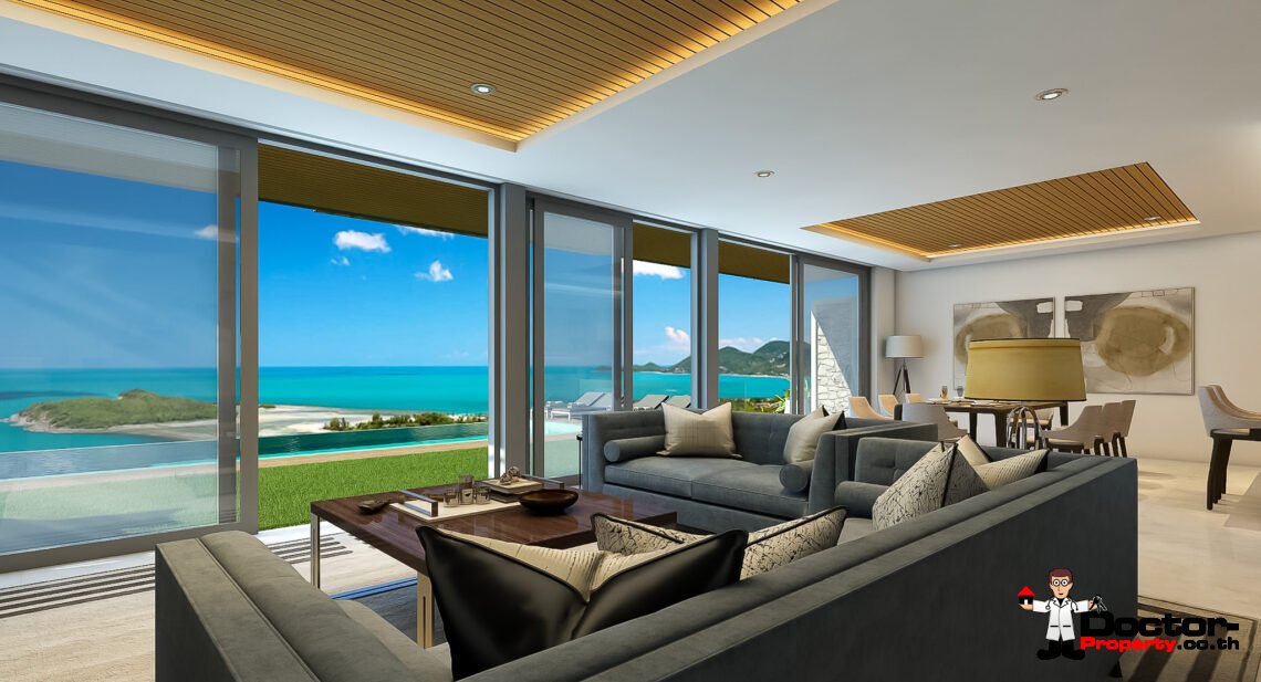 New 4 Bedroom with Stunning Sea View in Bophut, Koh Samui – For Sale