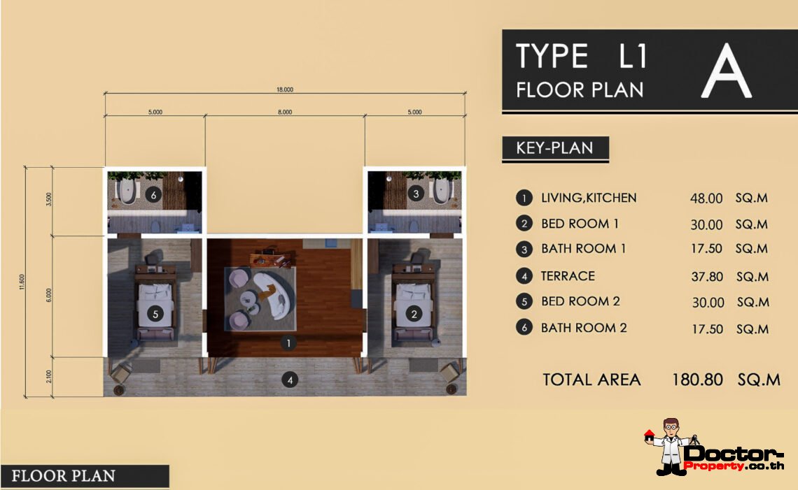 New Balinese 3 Bedroom Pool Villa in Lipa Noi, Koh Samui – For Sale