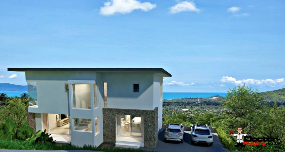 New Luxury 2-4 Bedroom Pool Villa with Stunning Sea View in Mae Nam, Koh Samui – For Sale