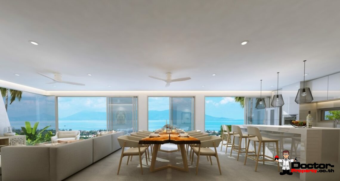 New Luxury 2-4 Bedroom Pool Villa with Stunning Sea View in Mae Nam, Koh Samui – For Sale