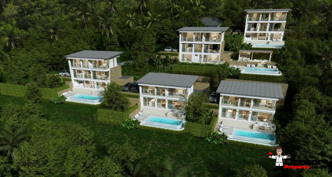 New Luxury 2-4 Bedroom Pool Villa with Stunning Sea View in Mae Nam, Koh Samui – For Sale