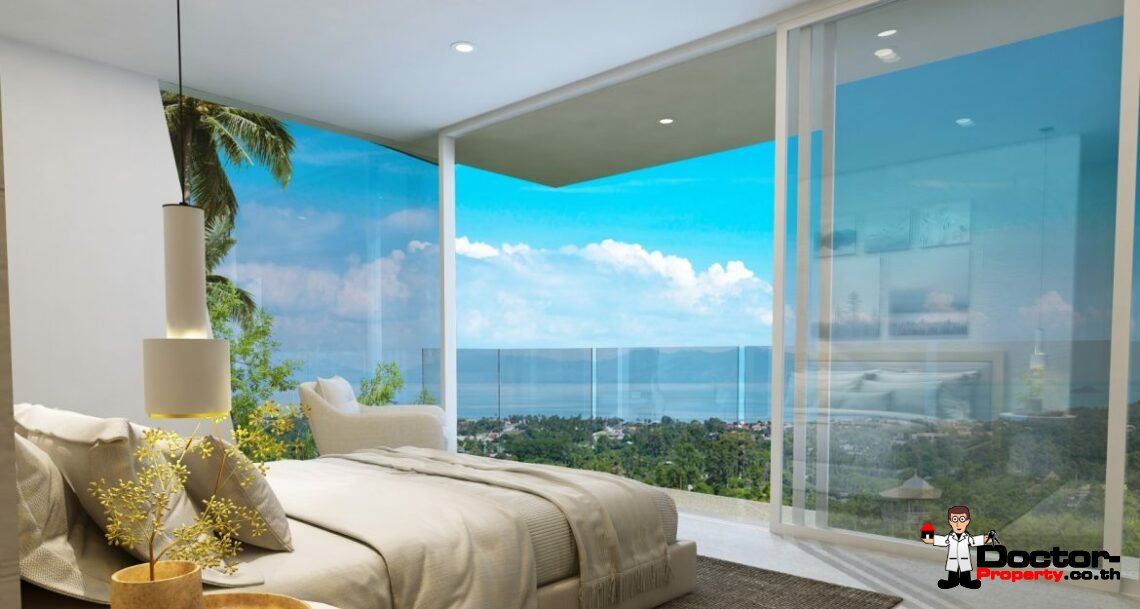 New Luxury 2-4 Bedroom Pool Villa with Stunning Sea View in Mae Nam, Koh Samui – For Sale