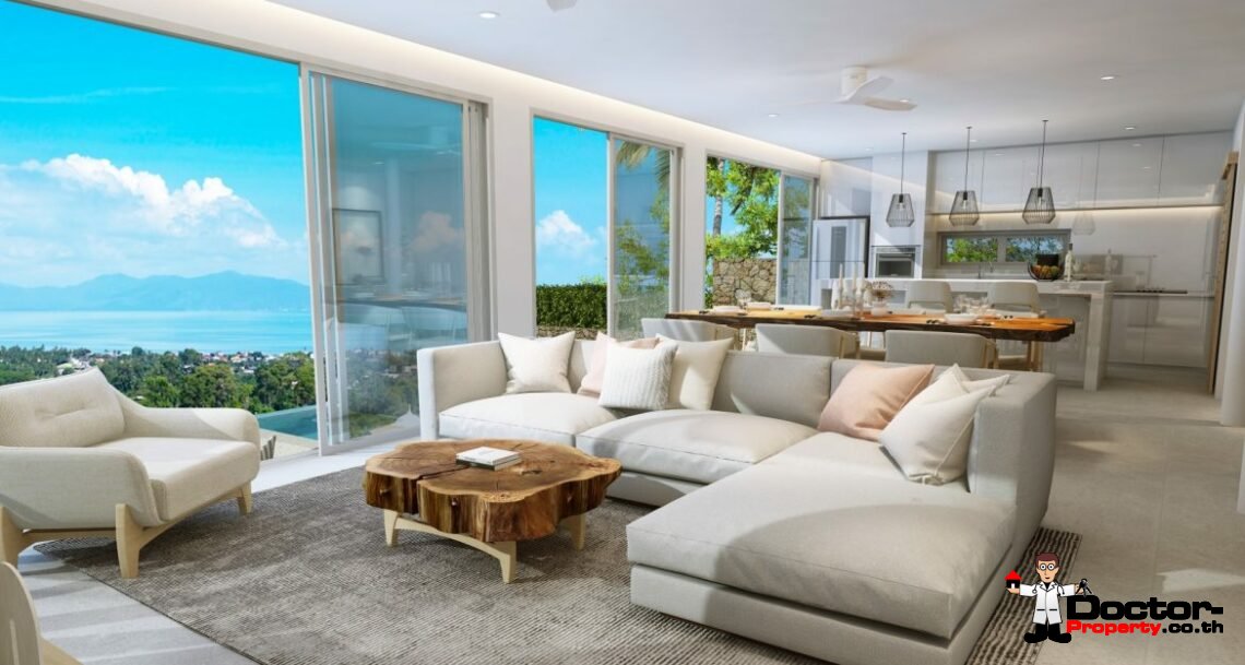 New Luxury 2-4 Bedroom Pool Villa with Stunning Sea View in Mae Nam, Koh Samui – For Sale