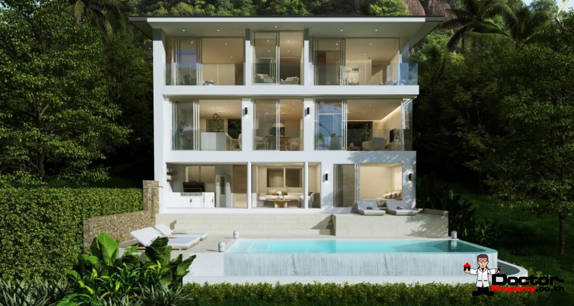 New Luxury 2-4 Bedroom Pool Villa with Stunning Sea View in Mae Nam, Koh Samui – For Sale