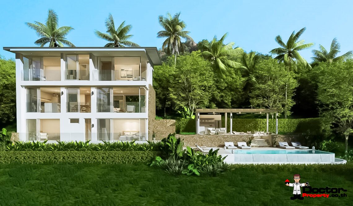New Luxury 2-4 Bedroom Pool Villa with Stunning Sea View in Mae Nam, Koh Samui – For Sale