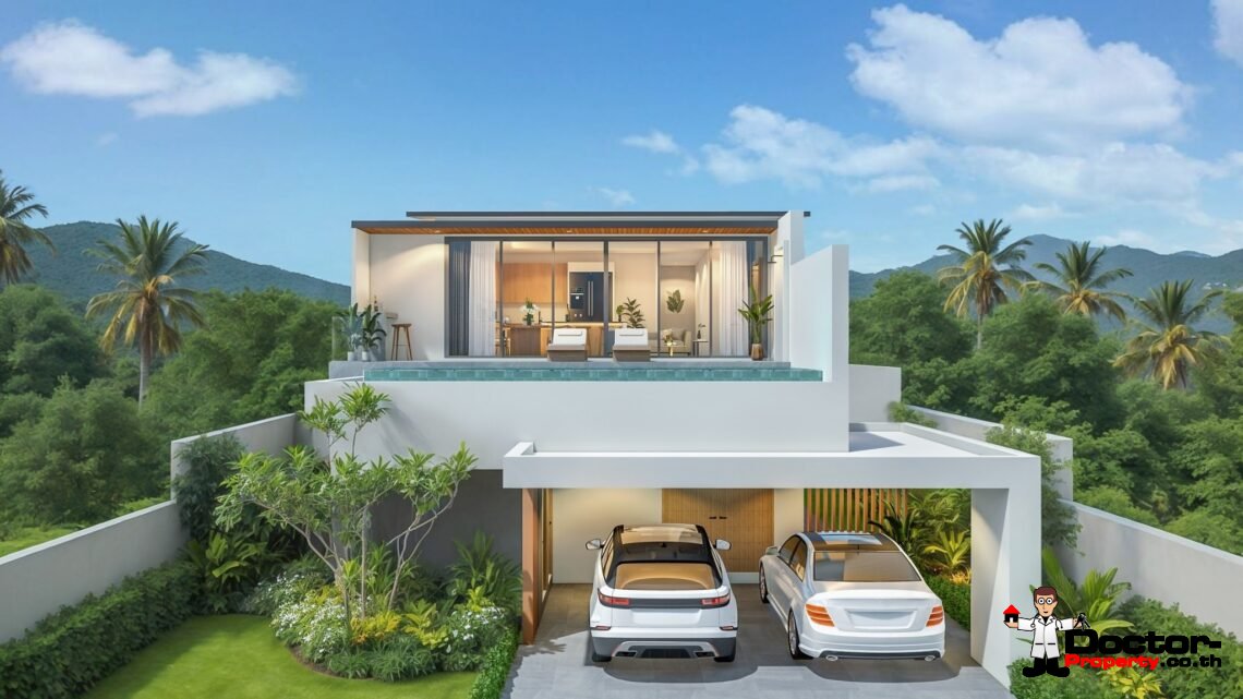 New 3 Bedroom Pool Villa with Sea View near Fisherman’s Village in Bophut, Koh Samui – For Sale