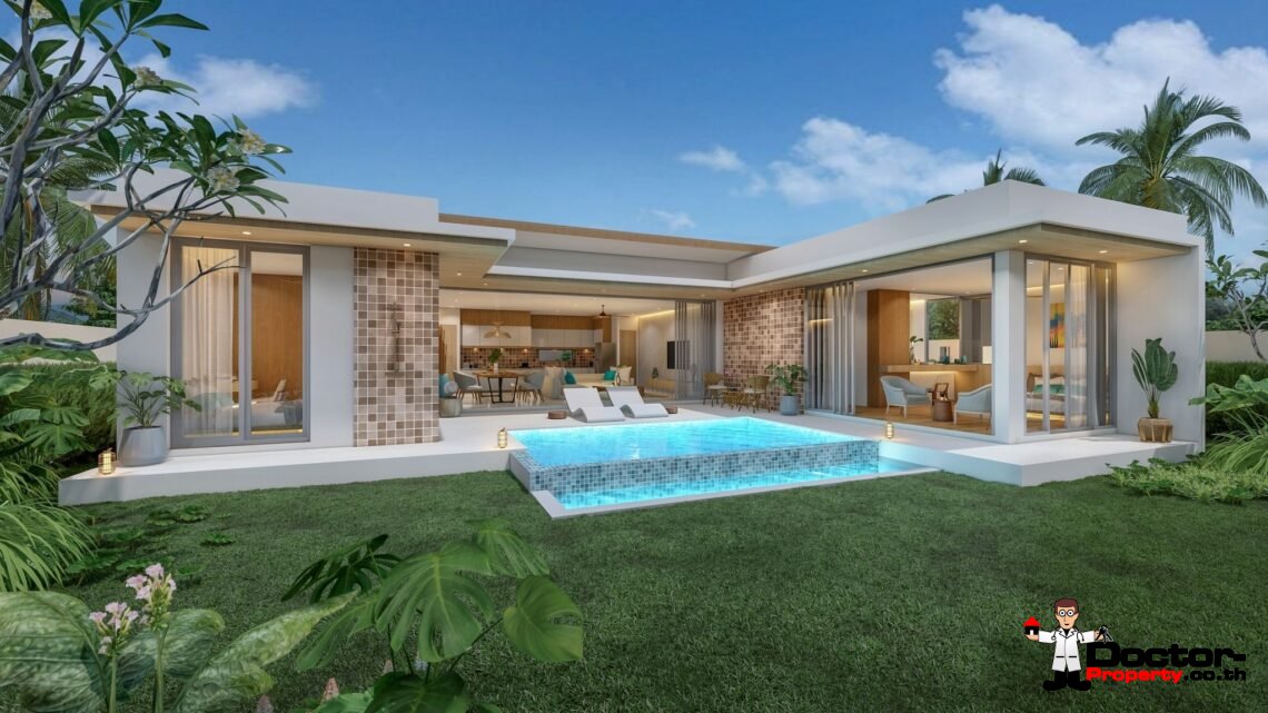 New 3 Bedroom Pool Villa with Sea View near Fisherman’s Village in Bophut, Koh Samui – For Sale
