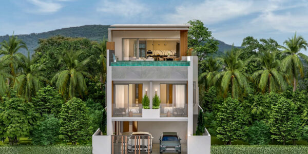 New 3 Bedroom Pool Villa with Sea View near Fisherman’s Village in Bophut, Koh Samui – For Sale