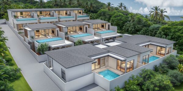 New 3 Bedroom Pool Villa with Sea View near Fisherman’s Village in Bophut, Koh Samui – For Sale