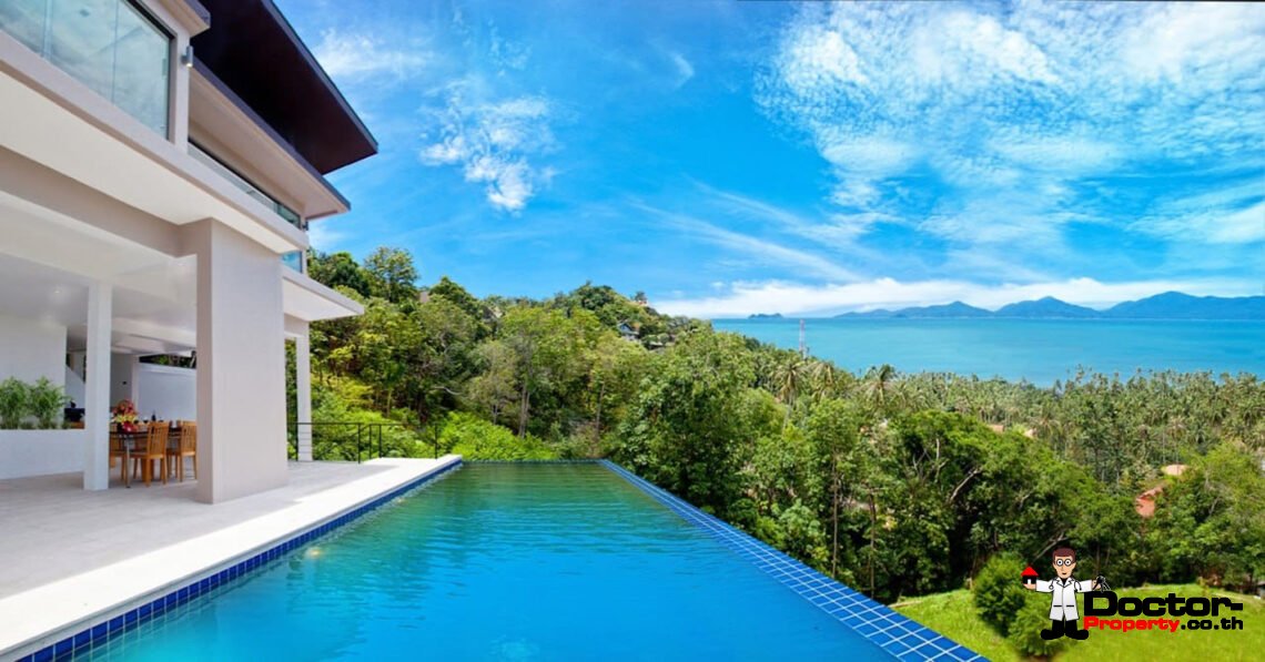 4 Bedroom Pool Villa with Sea View in Bang Por, Koh Samui – For Sale