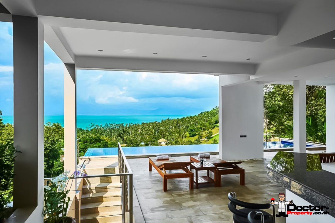 4 Bedroom Pool Villa with Sea View in Bang Por, Koh Samui – For Sale