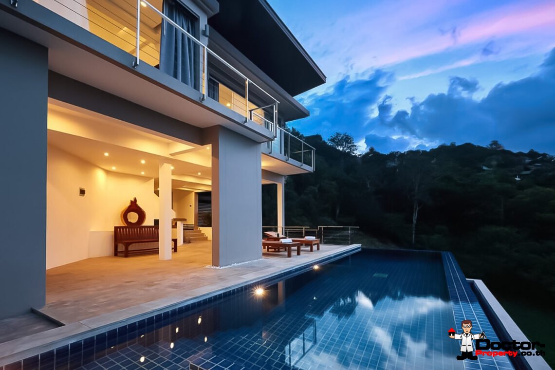 4 Bedroom Pool Villa with Sea View in Bang Por, Koh Samui – For Sale