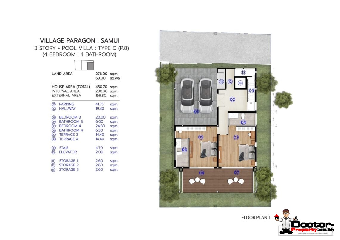 New 5 Bedroom with Seaview Villa near Fisherman’s Village in Bophut, Koh Samui – For Sale