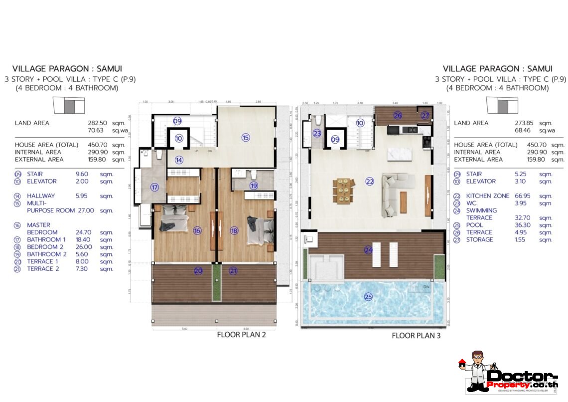 New 5 Bedroom with Seaview Villa near Fisherman’s Village in Bophut, Koh Samui – For Sale