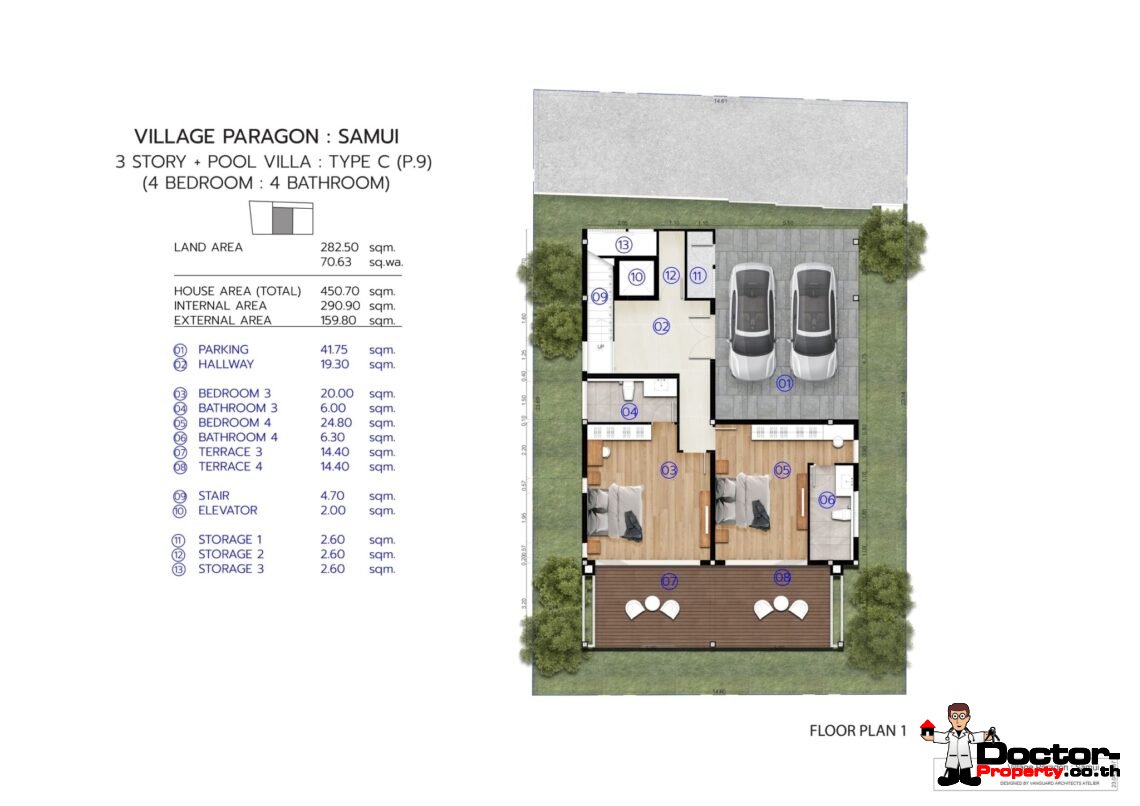 New 5 Bedroom with Seaview Villa near Fisherman’s Village in Bophut, Koh Samui – For Sale