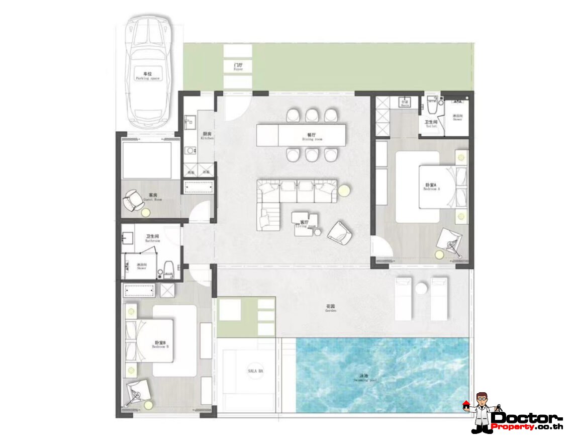 New 3 Bedroom Pool Villa with Sea View in Chaweng, Koh Samui – For Sale