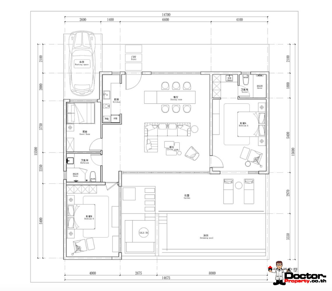 New 3 Bedroom Pool Villa with Sea View in Chaweng, Koh Samui – For Sale