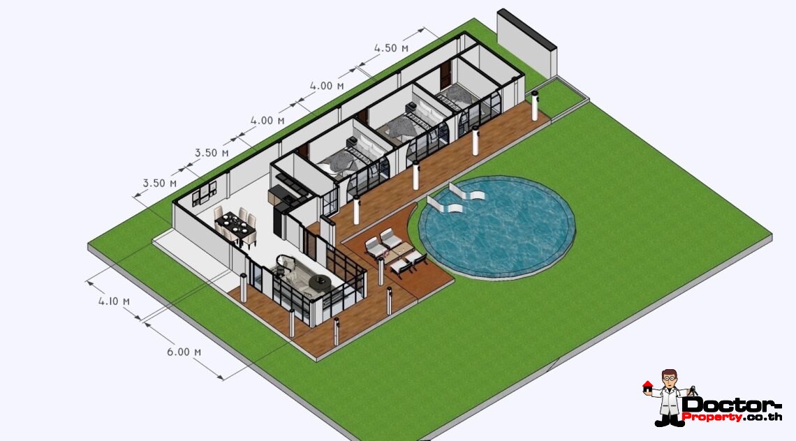 New Modern Toscana 3 Bedroom Pool Villa in Mae Nam – For Sale