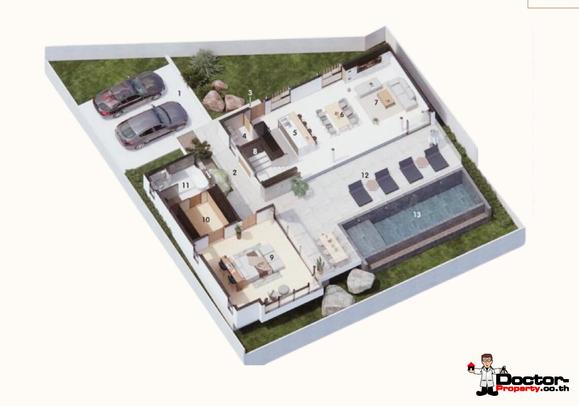 New Luxury 3 Bedroom Sea View Villa in Chaweng, Koh Samui – For Sale