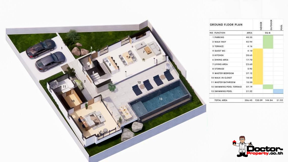 New Luxury 3 Bedroom Sea View Villa in Chaweng, Koh Samui – For Sale