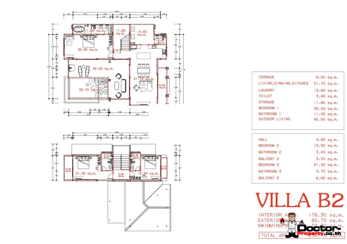 Mediterranean Style 3 Bedroom Garden Pool Villas, Lamai – Koh Samui – For Sale