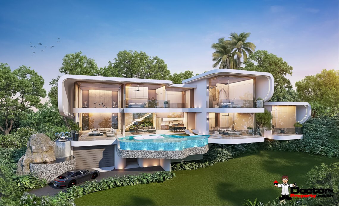 New Luxury Villa 3 and 4 Bedroom with Stunning Sea View in Bophut, Koh Samui – For Sale