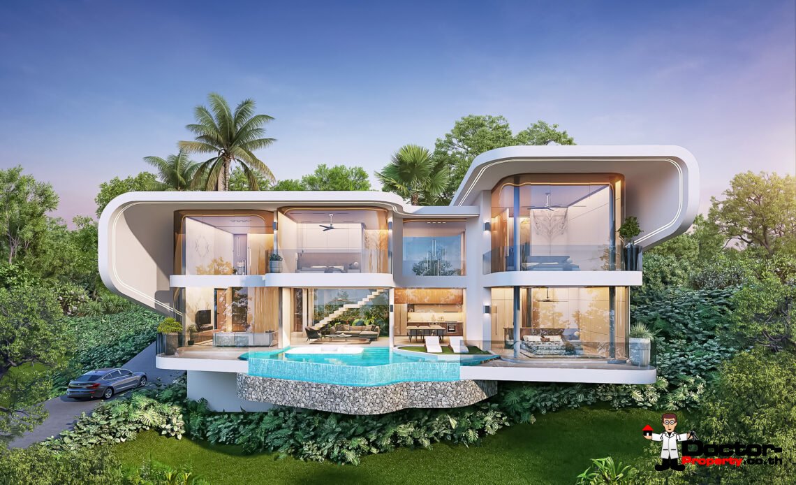 New Luxury Villa 3 and 4 Bedroom with Stunning Sea View in Bophut, Koh Samui – For Sale