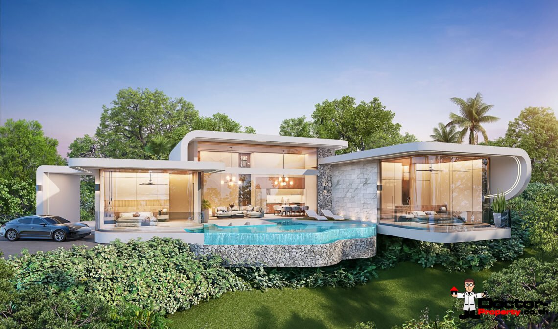 New Luxury Villa 3 and 4 Bedroom with Stunning Sea View in Bophut, Koh Samui – For Sale