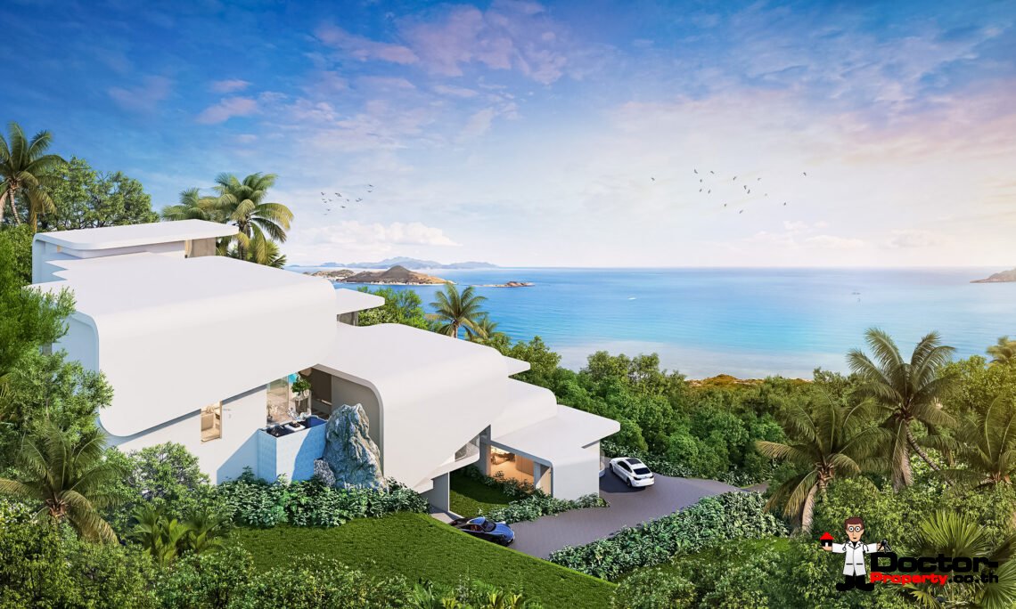 New Luxury Villa 3 and 4 Bedroom with Stunning Sea View in Bophut, Koh Samui – For Sale