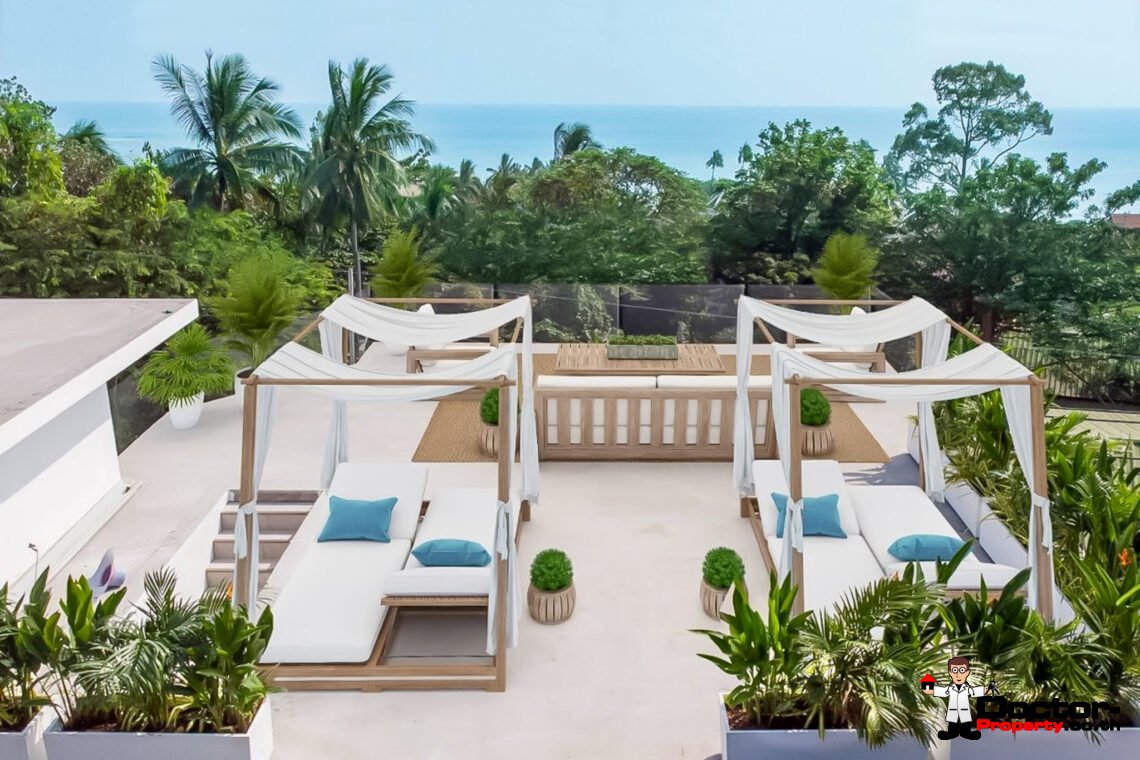 New Modern 4 Bedroom Sea View Villa in Lamai, Koh Samui – For Sale