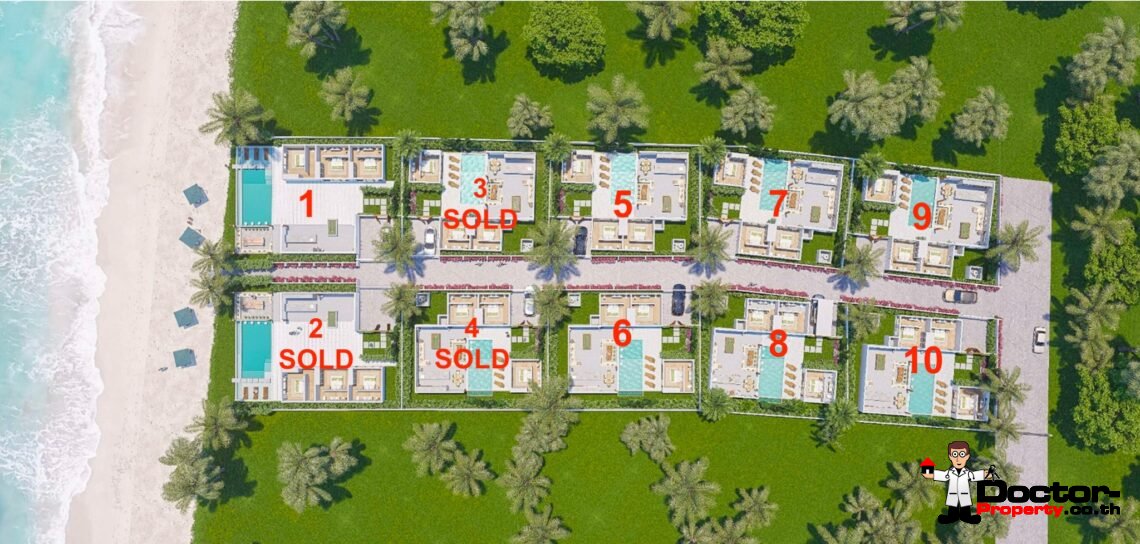 New Luxury 3 Bedroom Beachfront Villa in Hua Thanon, Koh Samui – For Sale