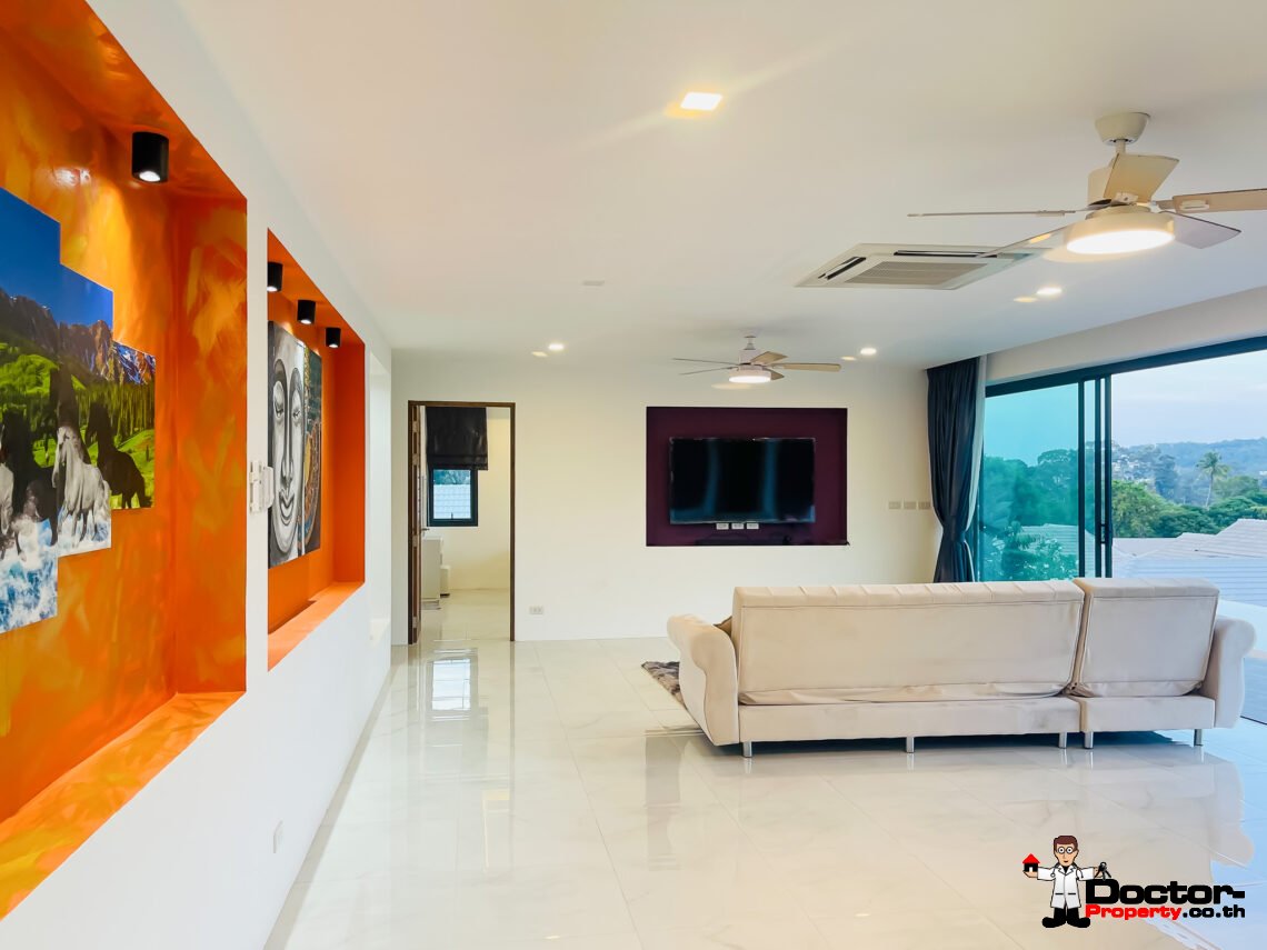 Modern 5 Bedroom with Partial Sea View and Mountain View in Bophut, Koh Samui – For Sale