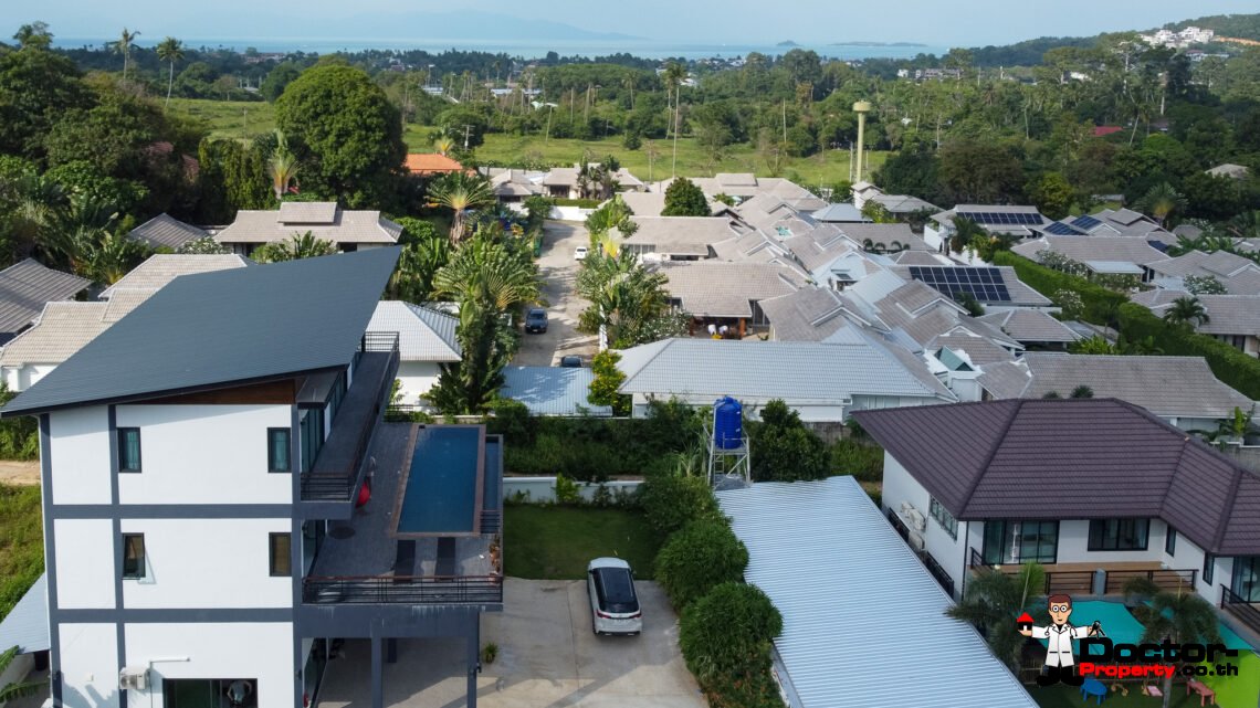 Modern 5 Bedroom with Partial Sea View and Mountain View in Bophut, Koh Samui – For Sale