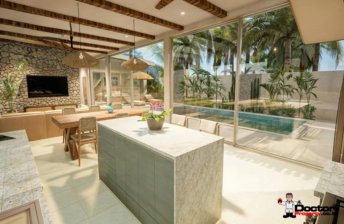 New 3 Bedroom Tropical Villa with Garden View in Mae Nam, Koh Samui – For Sale